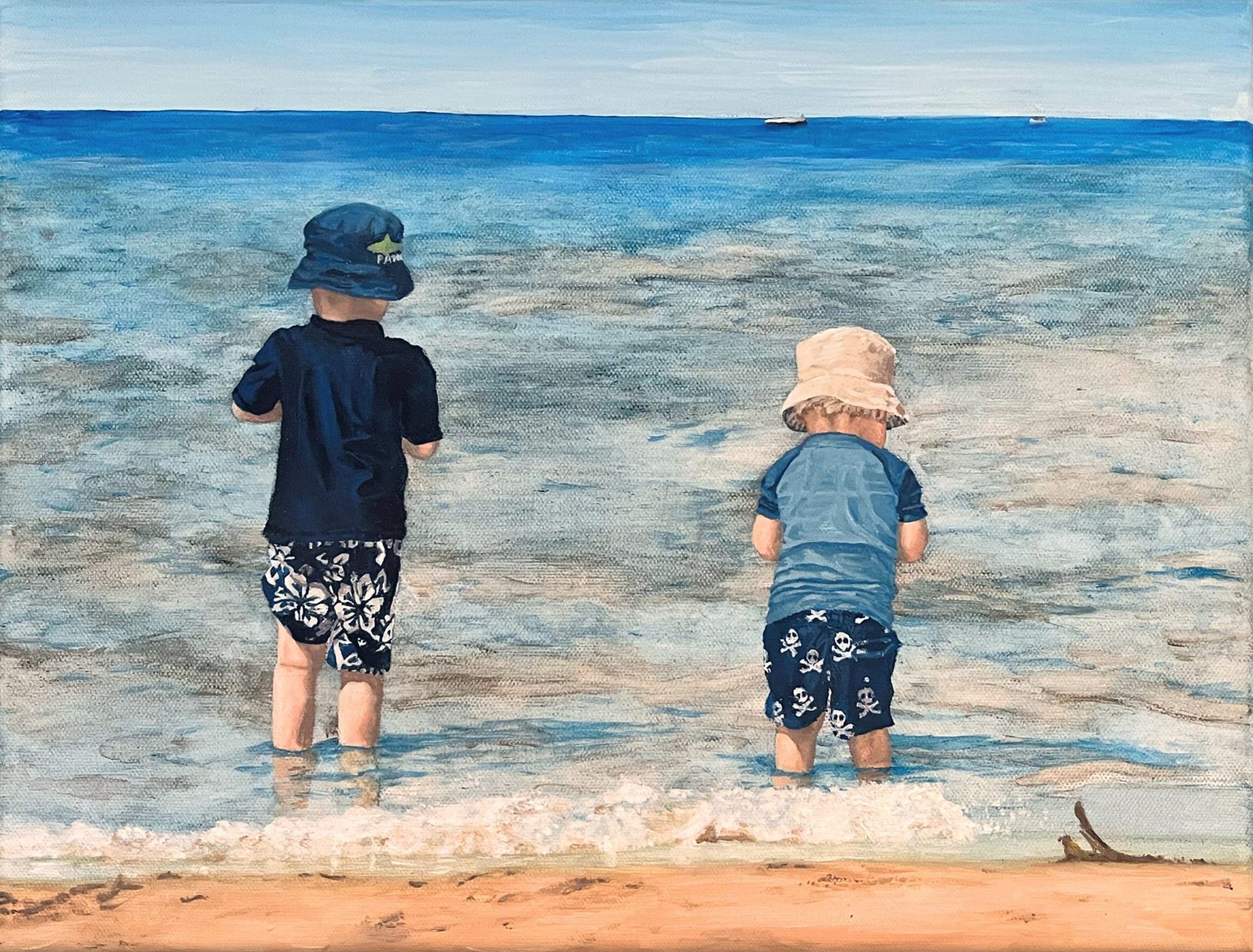Boys at the Beach Painting